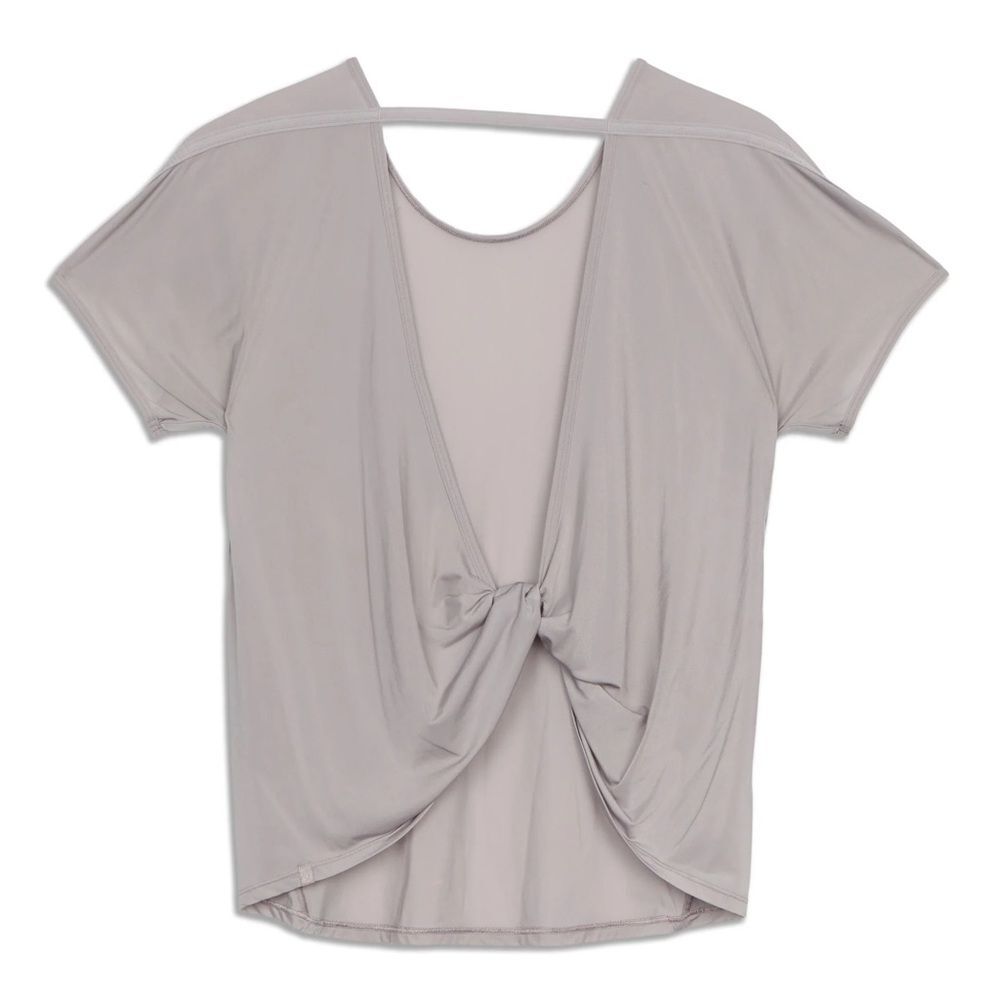 Lululemon Twist And Train Short Sleeve Open Back Shirt 6 Dark Chrome Gray